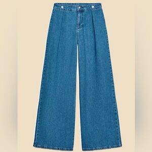 NWOT Zara Pleated Wide-Leg Jeans I Size 6